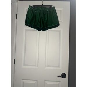Poshdivah Plus Size Holiday Active Metallic Green Shorts 3xl Nwot